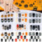 72pcs False Nails Halloween Short Press On Nails Reusable Fake Nails with Glue Full Cover Nails Tips Pattern Pumkin Skull Nail Decoration for Women and Girls