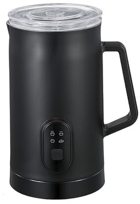 Espumador de leche eléctrico y jarra calentadora, máquina batidora de café con leche, para chocolate caliente, calentador de leche, máquina de espuma y salsa Biscoff (negro)