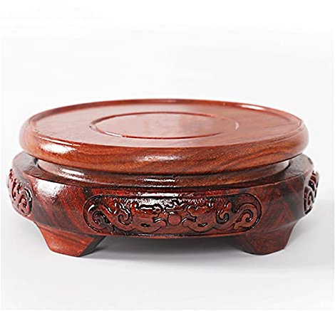 Plant Stand Vase Display Stands Vintage Round Shape Wooden Vase Aquarium Table Lamp Teapot Base, Stable Home Decoration Display Stand Teapot Vase Bonsai Base (Size : XS)
