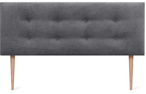 DHOME Tête de lit en Similicuir ou en Tissu AQUALINE Pro avec 2 rangées de Boutons et de Pieds Tête de lit de Luxe rembourrée (150x105cm avec Pieds (Lits 150/160), Tissu Gris Cendré)