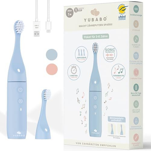 Spazzolino da denti elettrico per bambini, Spazzolino da denti elettrico Junior, Spazzolino da denti bambino, Regalo per bambini, Vibrazione sonica, Musicale, Scalabile, Timer, Led, 2 Spazzole