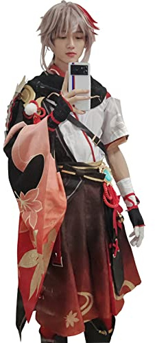 NSPSTT Kazuha Genshin Impact Cosplay Kaedehara Kazuha Cosplay für Herren, japanisches Kimono-Spiel, Cosplay, Größe XXL