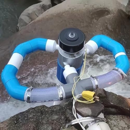 ZHOZHUT 1KW Micro-Générateurs Hydroélectriques 220V Générateur Hydroélectrique à Noyau De Cuivre Pur avec Trois Raccords D'Entrée De 50mm Générateurs Extérieurs pour L'éclairage, La Charge,1000w,220V