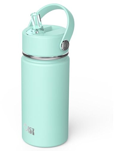 OISIZ 14oz Bouteille d'Eau pour Enfants avec Paille 420ml Gourde Isotherme Enfant avec paille Gobelet Thermique en Acier Inoxydable pour les enfants Sans BPA et garde le froid pendant 24 heures