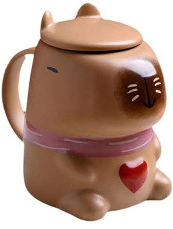 DimyFew Capybara Mug Drinking Cup Milk Mug Coffee Mug for Women, Men, Ceramic Cute Drinking Cup, Novelty Animal Coffee Mug with Lid, Cappuccino Mug, Thanksgiving Home Desk, Christmas Gift