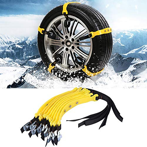 10 Pièces de Ceinture Antidérapante de Pneu Chaîne à Neige de Pneu Chaîne de Pneu Antidérapante, TPU épais, Clou en Alliage, Traction Maximale, Taille Réglable Universelle,