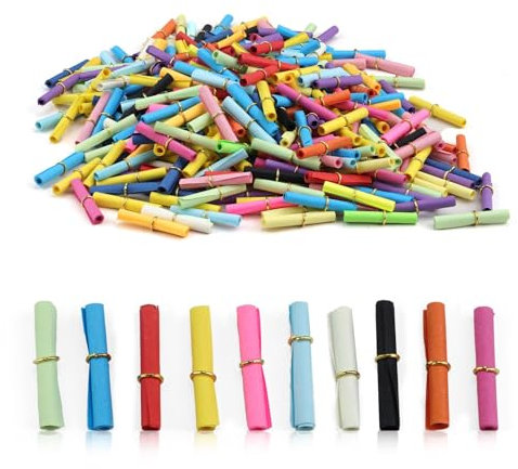 0XBIT Nachricht Kapsel, 350 Stück Kleine Karten Zum Beschriften, Zufällige Farben, Tombola Lose mit Mini-Metallring, für Papierrollen, Memos, DIY-Geschenke, Lotterieziehungen