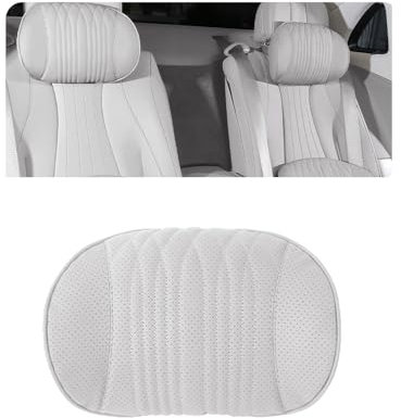ontto 1 Stück Auto Kopfstütze Kissen Nackenkissen Memory Schaum Kopfstütze Kissen Leder Autositz Kopfstütze Einstellbare Nackenkissen Passt für BMW IX1 IX40 F10 F20 F30 G20 G30 GT Autozubehör-Weiß