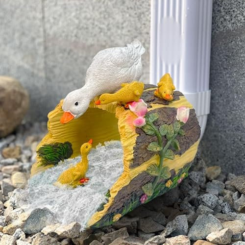 Abia Jaeia Enten-Dachrinnen-Verlängerungsstatuen, Gartendekoration, Regenfallauslauf, Umlenker, Gartenstatue, dekorative Dachrinnenverlängerung, 7,6 x 10,2 cm, Fallrohr, Spritzblock, Tier-Harz-Statue,