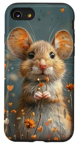 Mouse Flowers With Hearts Around Boho Style Graphic Case for iPhone SE (2020) / 7 / 8