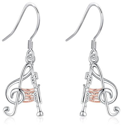 Klarinetten-Ohrringe aus Sterlingsilber Klarinetten-Musiknoten-Ohrhänger Musikschmuck für Frauen