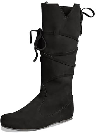 EJIMUQO Regalo Di Natale Stivali Donna Invernali Con I Lacci Stivali Vera Pelle Donna Stivaletti Donna Invernali Senza Lacci Scarpe Donna Stivaletto Stivali Donna Neri Platform