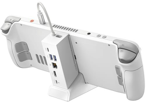 JSAUX Docking Station compatibile con ROG Ally X/ROG Ally/Steam Deck/Legion Go/Legion Go S, Dock 6 in 1 con HDMI 4K@120Hz, Ethernet Gigabit, USB-A e USB-C 3.2 Gen 1, ricarica 100W – HB0609 Bianco