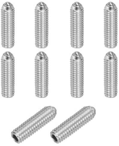 PATIKIL M6x20mm Ball Point Set Screws, 10 Pcs 304 Stainless Steel Hex Socket Spring Ball Point Grub Screws for Industrial Machine Home Furniture Workplaces, Silver