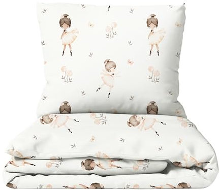 Leslis Premium Bettwäsche 135x200 Kinder (Ballerinas) – Flauschige Bettwäsche Musselin – Baby Bettwäsche aus Baumwolle – Oeko-TEX zertifizierte Stoffe – Premium Kinderbettwäsche