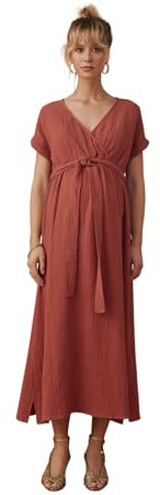 ENVIE DE FRAISE Robe Longue Grossesse en Gaze de Coton Terracotta 46