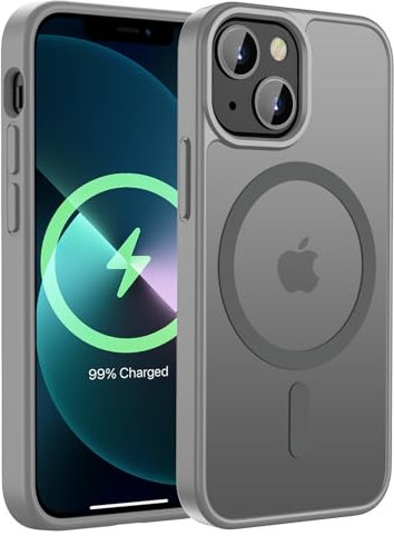 KPPIT für iPhone 12 Mini Hülle,iPhone 13 Mini Hülle [Kompatibel mit MagSafe] Magnetisch Handyhülle für iPhone 12 Mini/iPhone 13 Mini Case Dünn Cover Matt Transluzente Schutzhülle 5,4 Zoll,Grau