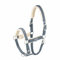 Eskadron Halfter Pferdehalfter Classic Sports Denim Double Pin Teddyfleece, Farbe:Steel Blue, Größe:V