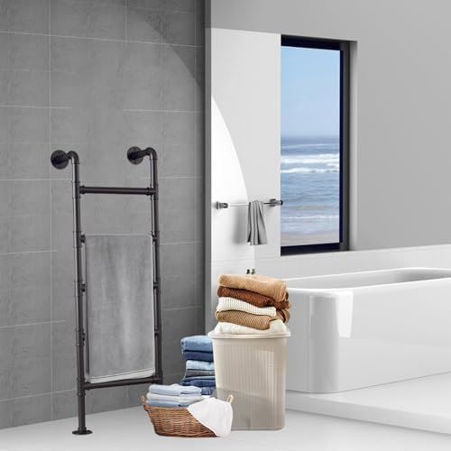 MEFOOGE Handtuchleiter, Handtuchhalter fürs Badezimmer, bodenmontierte Trittleiter für Dachboden, Ausstiegsleiter für Fenster und Kellerschächte, Kletterleiter für Etagenbetten, Feuerleiter (195 cm)