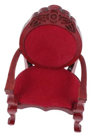 DECHOUS Kleiner Holz Miniatur Stuhl Mit Geschnitztem Roten Holzarmlehnen Für Puppenhaus Wohnzimmer Dekoration Kreatives Kindergeschenk