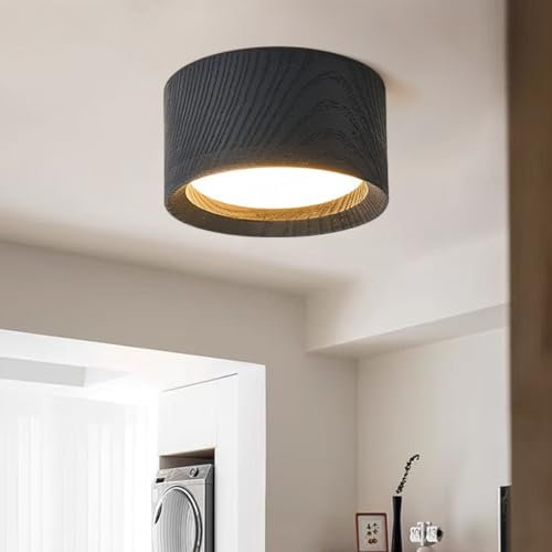 NOCHX 7W LED Einbauleuchte, Holz-Creme-Design, 3 Lichtfarben, Modern und Minimalistisch, Perfekt für Flur, Eingangsbereich und Kleiderschrank(Schwarz)