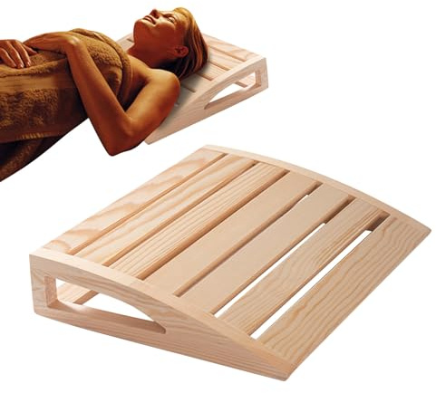 Sauna Headrest Stützblock aus Holz, Lattenkonstruktion und Feeling, Kissen für Infrarotkabinen, Spa-Rückzugsecken, Meditationsecken, Wärmeentspannung u