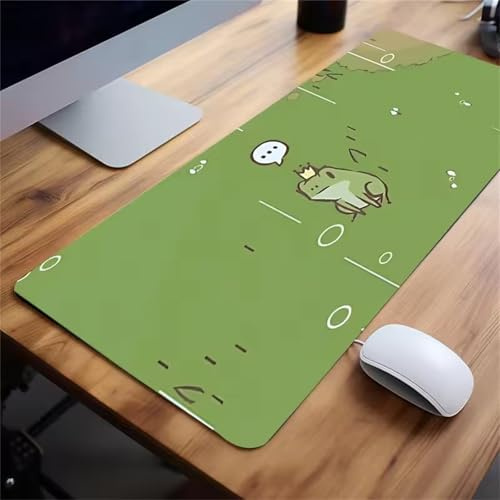 Tapis de Souris Gaming XXL 600x300x2 mm Grand Tapis de Souris de Jeu Tapis de Bureau Grande Taille avec Base Anti-érapante et Bords Cousus Extra Large Gamer Mouse Pad (Grenouille Dessin Animé)