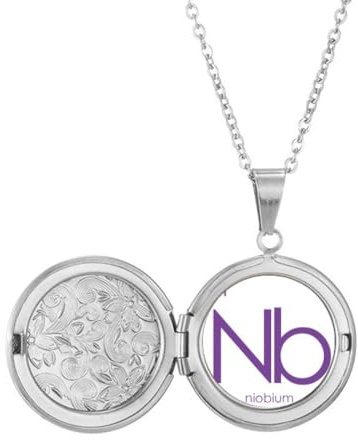 Chestry Elements Halskette mit Medaillon für den Übergang mit Periodentabellen und Metallen, Niob-Medaillon, für Bild, Schmuck, Geburtstagsgeschenk