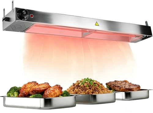 RSHJD Lampada Riscaldante per Alimenti Sospesa 60/90/120/150cm (60cm) | Lampada Riscaldante Cucina, Lampada per Scaldavivande Commerciale per Buffet e Hotel, Temperatura Regolabile 30-80°C
