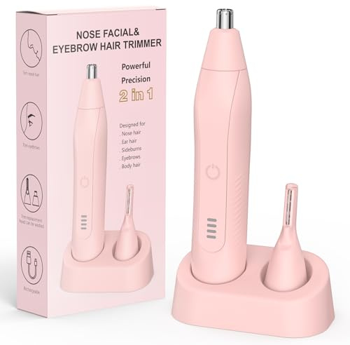 Nasenhaartrimmer, Wiederaufladbar Nasenhaarschneider 2 in 1 Set,Ohrhaarschneider mit Doppelschneideklingen Professioneller schmerzfreier Augenbrauen und esichtshaartrimmer O01