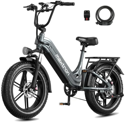 Maxtron Camel 20 Zoll Fatbike E-Bike Pendler Offroad, Elektrofahrrad Vollfederung Hydraulische Öldruckbremsen, 48V 18Ah Akku, 120km Reichweite, 250W Pedelec Tiefeinsteiger Damen Herren