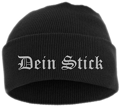 HB_Druck Umschlagmütze mit Wunschtext - Altdeutsch - Bestickt - Mütze Strickmütze