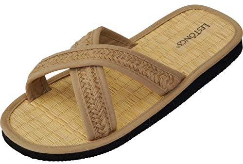 Japanwelt Zimtlatschen Les Tongs Juncus-X Plaits Taupe - vegane & Gesunde Zimtsohle - Offene Zimtsandalen Größe 41/42