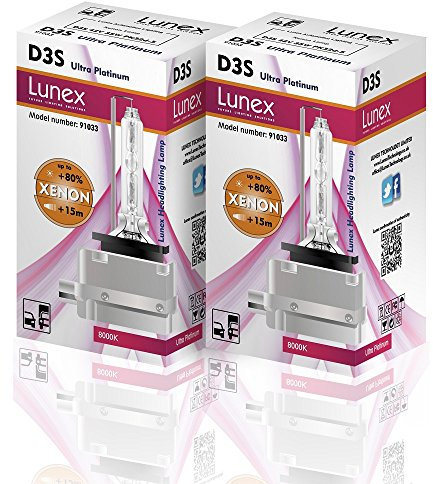 Lunex D3S Scheinwerfer Lampe Xenon Ersatz Glühbirne, 8000K, Set