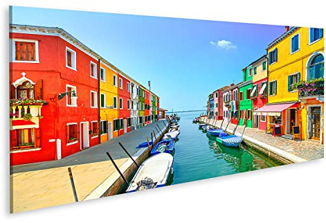 islandburner Bild auf Leinwand Wahrzeichen Venedigs Burano Insel Kanal Bunte Häuser Und Boote Italien Bilder Wandbilder Poster