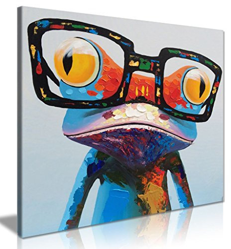 Bild Süßer Frosch mit Brille, Moderne Pop Art, Wanddekoration, Leinwand, 76x76cm (30 x 30 Inch)