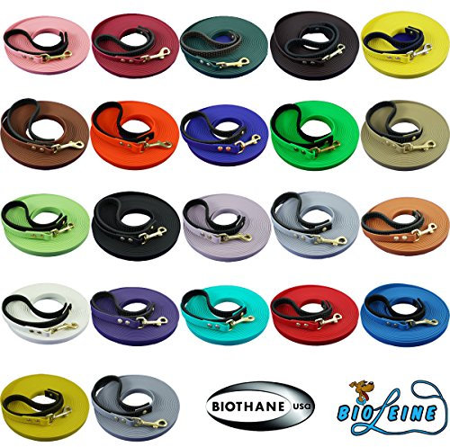 bio-leine Schleppleine Leine 15m - 16mm breit I in Grün - Hundeleine für kleine und große Hunde - mit Handschlaufe aus Beta Biothane - wasserabweisend