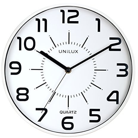 Unilux Wanduhr pop 28,5cm in weiss, großes Ziffernblatt, ohne Ticken