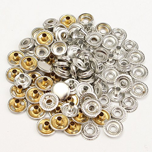 Baogu 100 Stück (25 Sätze) Druckknopf Edelstahl Set Persenning Plane Camping Nähfrei 15 mm