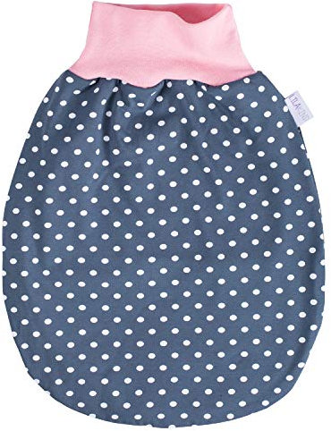 Lilakind Mädchen Sommer Schlafsack Strampelsack Pucksack Jersey Punkte Grau Rosa Gr. L - Made in Germany
