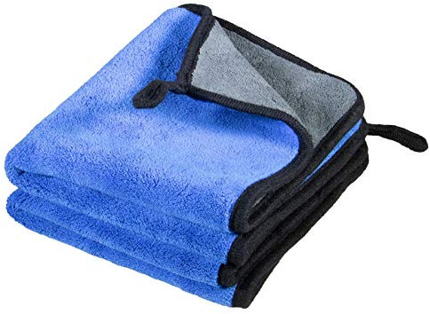 cosey - 2er Pack, Premium Mikrofaser-Poliertuch für empfindliche Lack-Oberflächen, 30x40cm, blau-grau