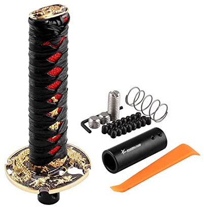RYANSTAR Katana Samurai Schwert Schaltknauf Universal Automatik Schaltknauf Metall beschwert, passend für die meisten Autos, schwarz