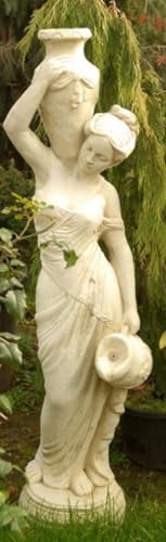 Casa Padrino Jugendstil Wasserspeier Skulptur Frau mit Krügen Sandfarben 34 x H. 139 cm - Barock & Jugendstil Gartendeko