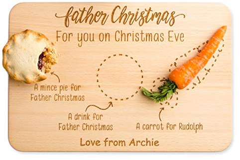 The Laser Engraving Company Personalised Treat Board for Christmas Eve - Santa Plate for Night Before Christmas. Xmas Treats. Father Christmas