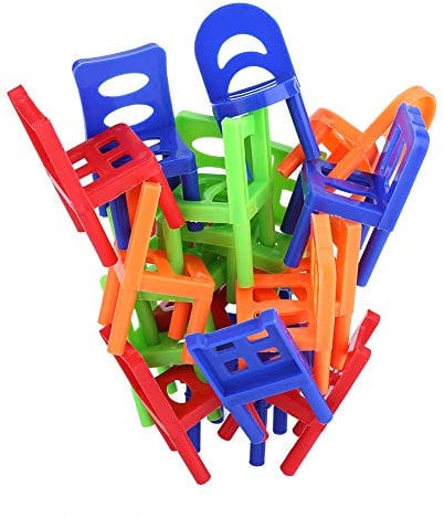 Tnfeeon 18 STÜCKE Balancing Spielzeug Kunststoff Stühle Multicolor Mini Stapel Intelligenz Multiplayer Balance Spiel Kinder Spielen Spiel Lernen Spielzeug Spielset für Unisex