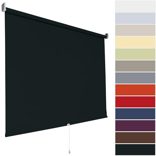 Verdunklungsrollo Springrollo Rollo Fenster | 13 Farben | Breite bis 202 cm Höhe bis 180 cm | lichtundurchlässig verdunkelnd anschraubbar (Größe 62 x 180 cm, Farbe Schwarz)