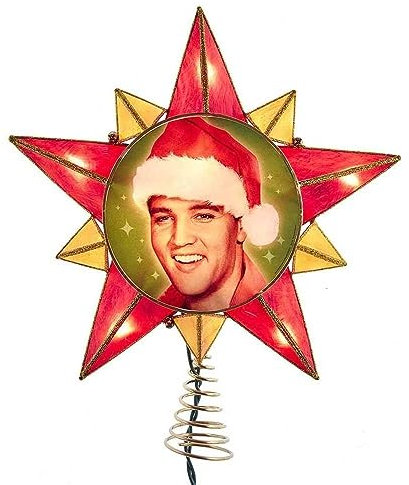 Elvis Presley 10-Light Elvis Capiz Star Treetop Weihnachtsbaumspitze, Mehrfarbig