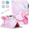 Fancity for iPad 9th Generation Case, 10.2 Inch PU Leather Case with Pen Holder, Card Slot Smart Wake Sleep Stand Cover, Pink Marble