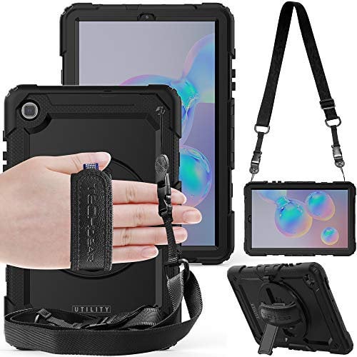 TECHGEAR Funda Compatible con Samsung Galaxy Tab S6 Lite (SM-P610 / P613 / P615 / P619) Funda Protectora Prueba de Choques Resistente Carcasa con Soporte Giratorio de 360 Grados y Correa de Hombro