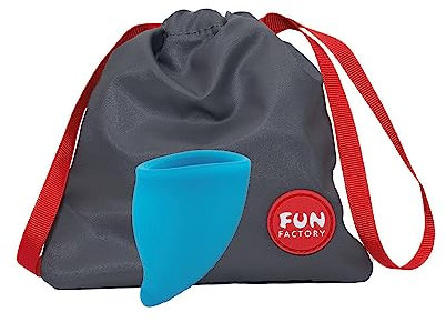 Fun Factory FUN CUP SIZE A - 1 Coupe menstruelle de forme ergonomique - Taille A/Petit - Silicone Médical - Avec une pochette (Turquoise)